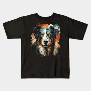 Patriotic Border Collie Kids T-Shirt